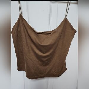 Gaze Chocolate Brown Tank Top Cami Spaghetti Straps -  Large